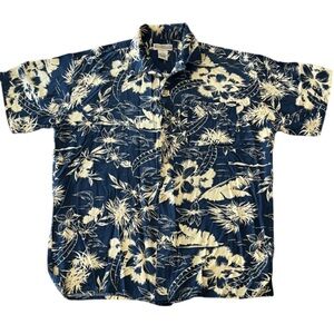 NATURAL ISSUE Men's Blue Floral Shirt - L